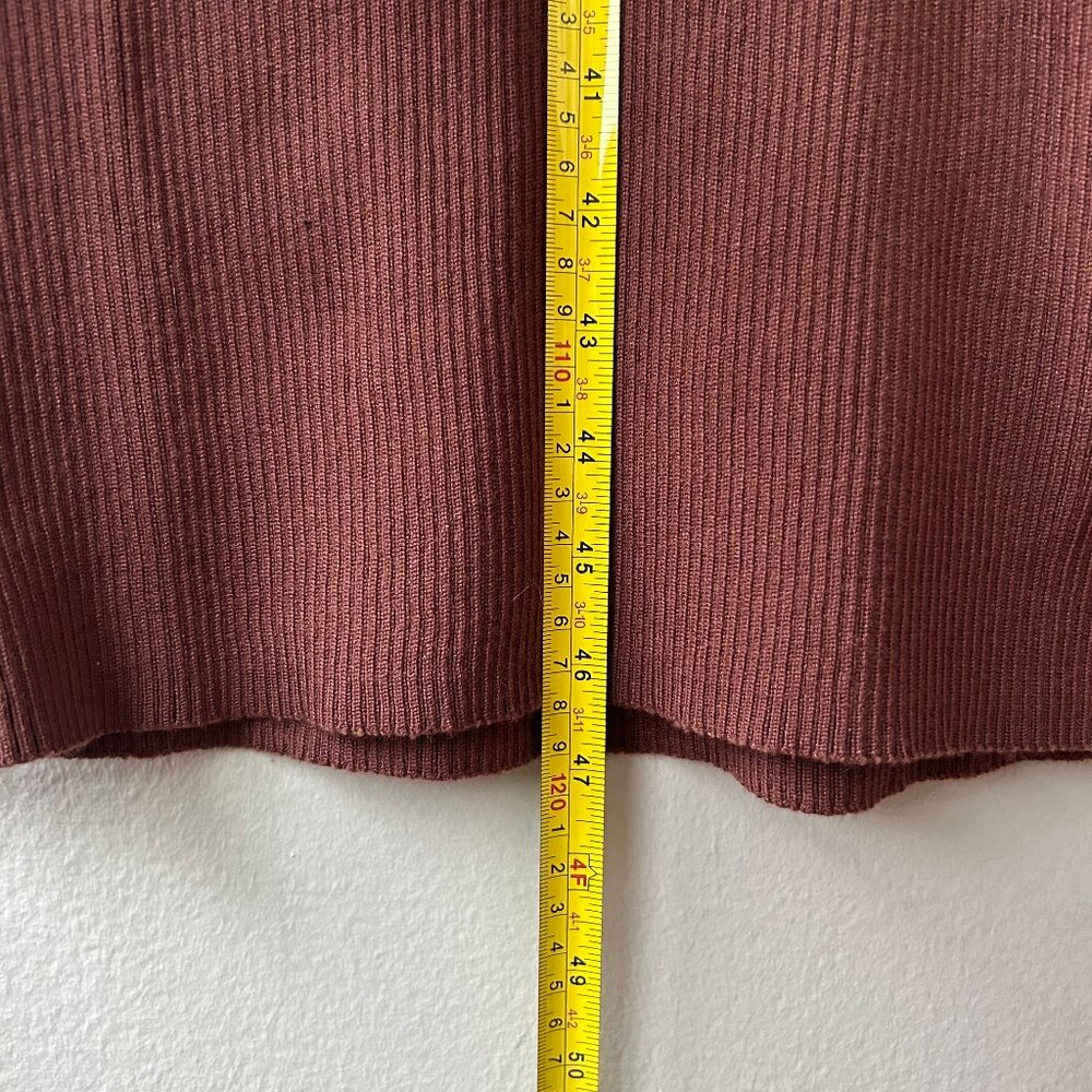 Commense Brown Ribbed Knit Midi Dress Long Sleeve Women’s Size S - Picture 7 of 7